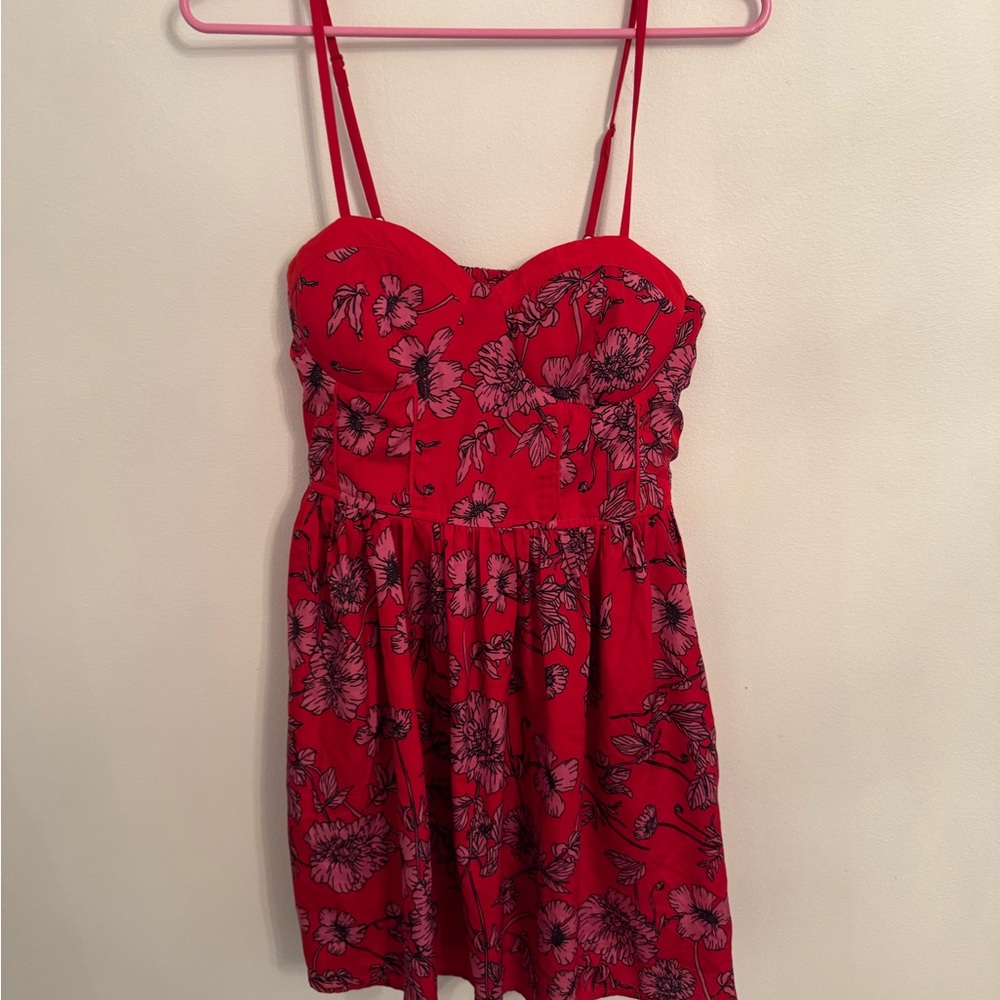 Red Floral Spaghetti Strap Dress
